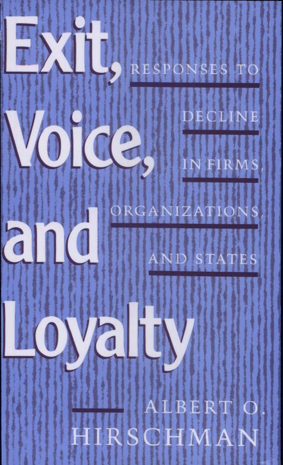 Cover of Exit, Voice, and Loyalty